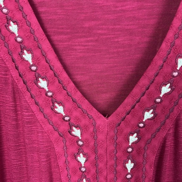 Nurture Womens Knit Tunic 2X Wine Red Pullover Embroidery Peplum Hem Soft Casual - Picture 5 of 14